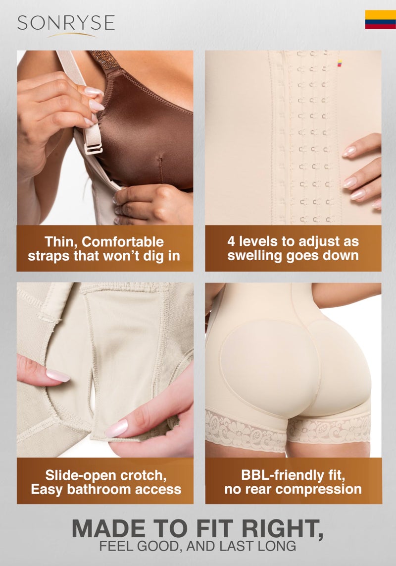 Sonryse Stage 2 faja Tummy Tuck Compression Garment | Faja Body Shaper Shapewear for Women | Fajas Colombianas Moldeadoras Beige S - Image 3